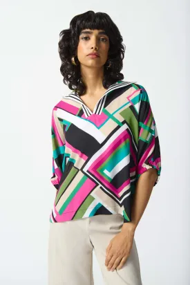 Paradiso Georgette Geometric Print Box Top 242176