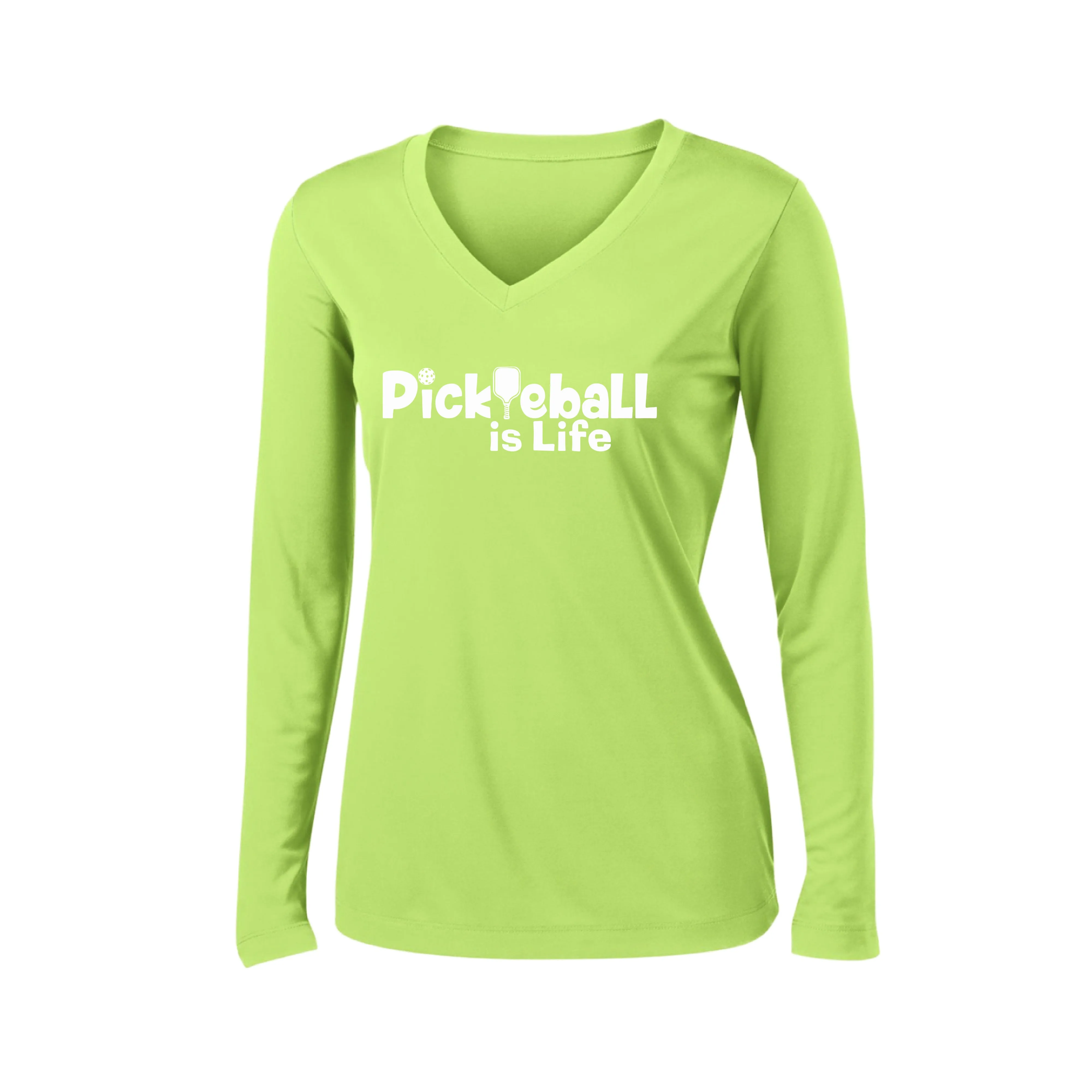 Pickleball Is Life | Women's Long Sleeve V-Neck Pickleball Shirts | 100% Polyester