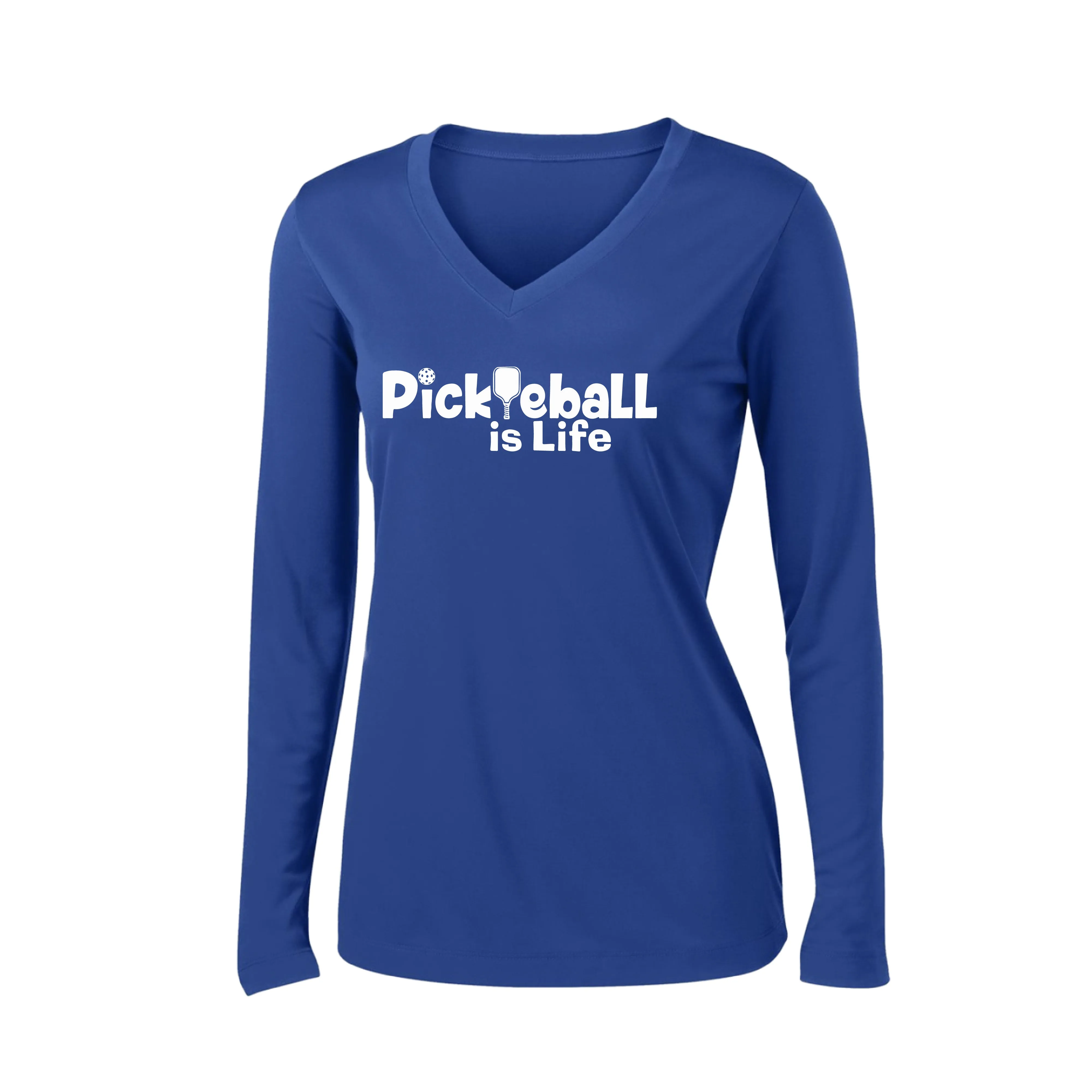 Pickleball Is Life | Women's Long Sleeve V-Neck Pickleball Shirts | 100% Polyester