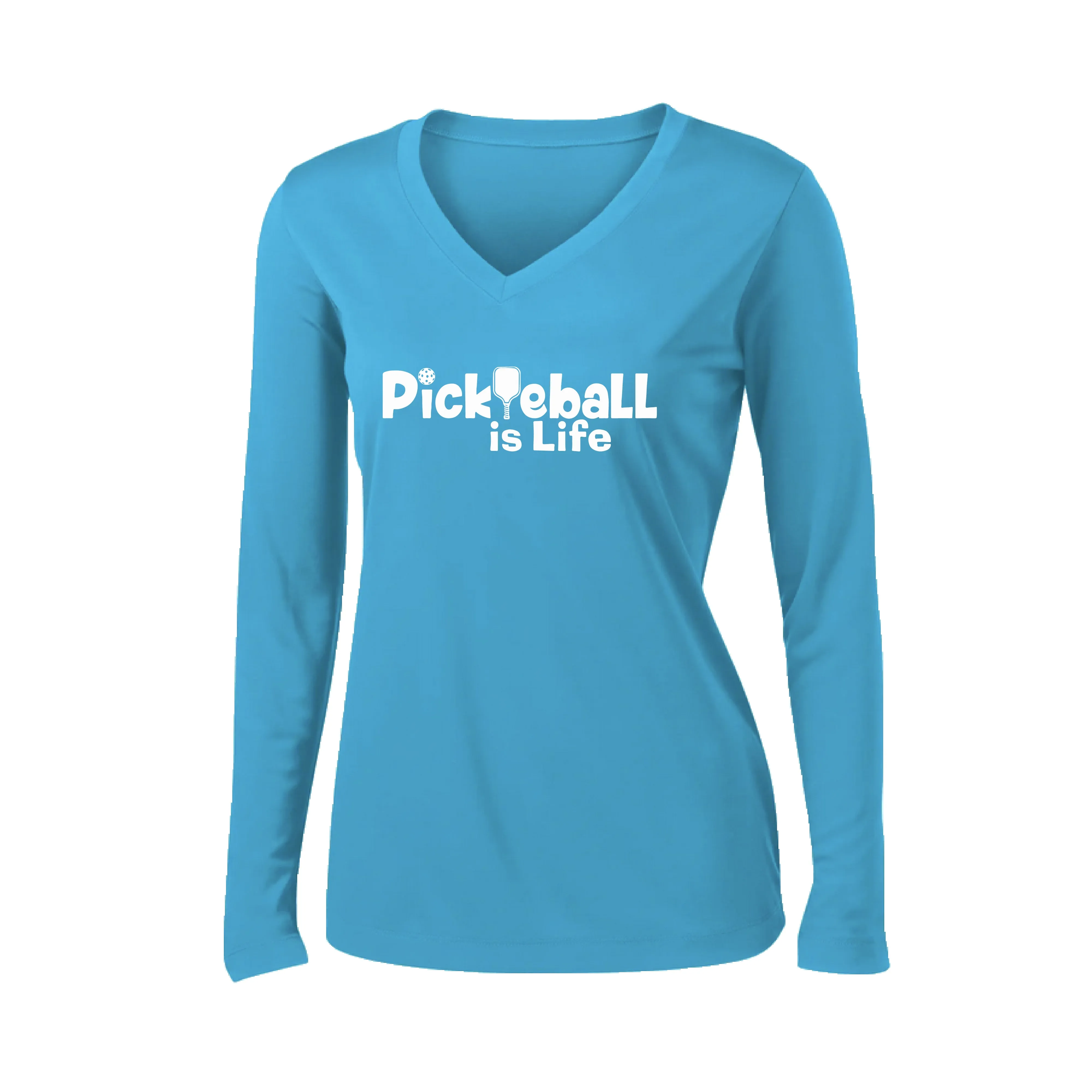 Pickleball Is Life | Women's Long Sleeve V-Neck Pickleball Shirts | 100% Polyester