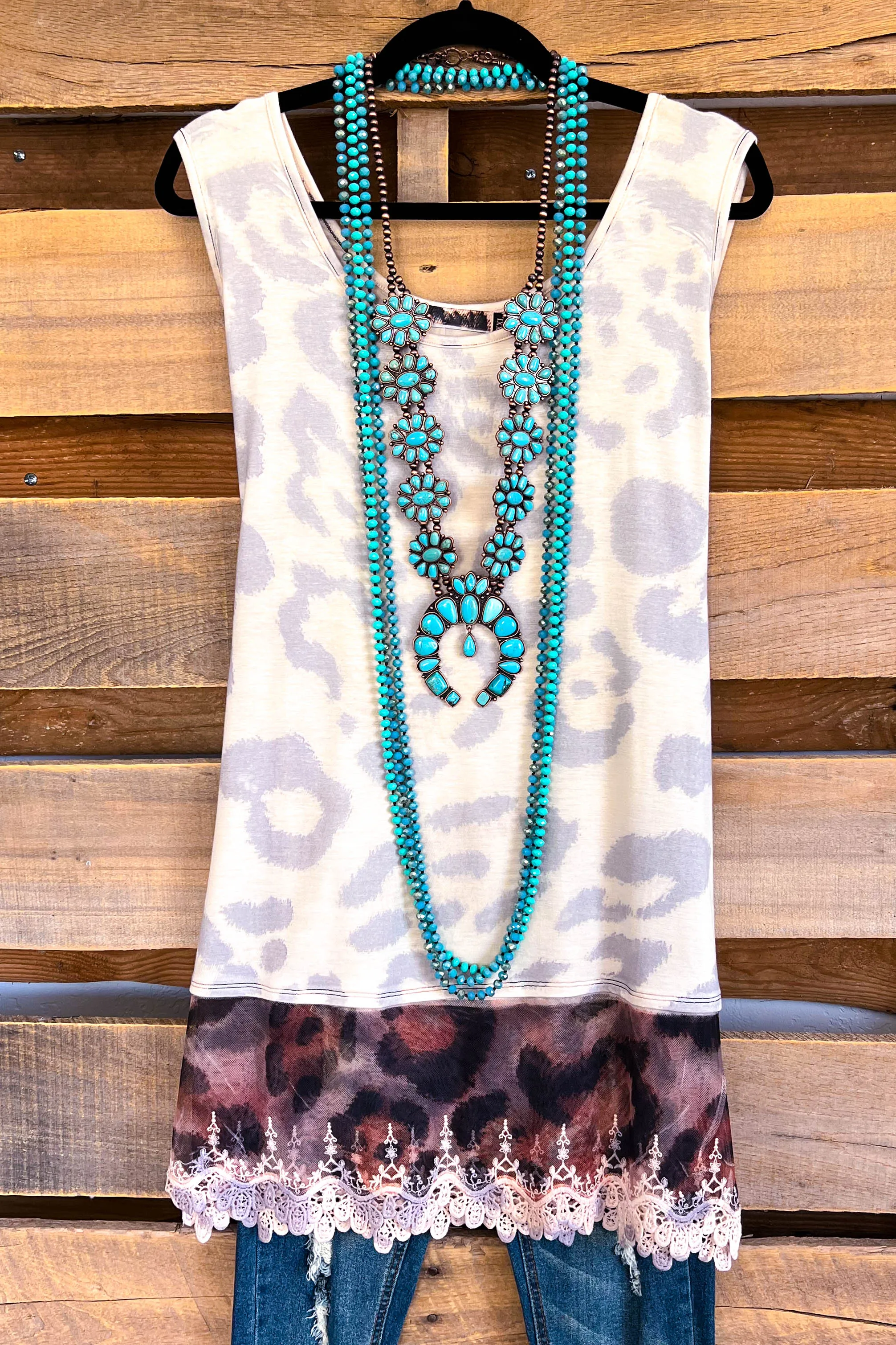 Printed Extender Tanks - Beige/Leopard