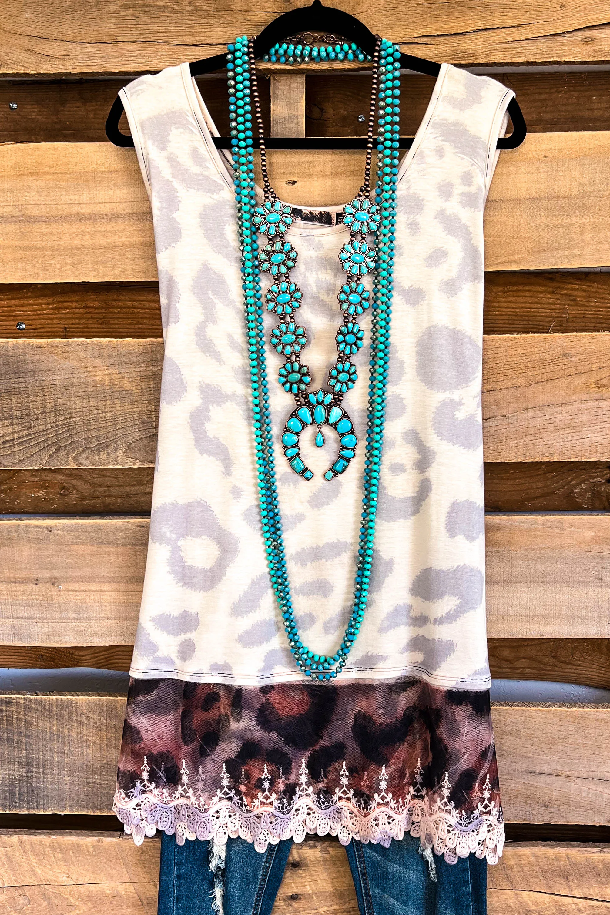 Printed Extender Tanks - Beige/Leopard