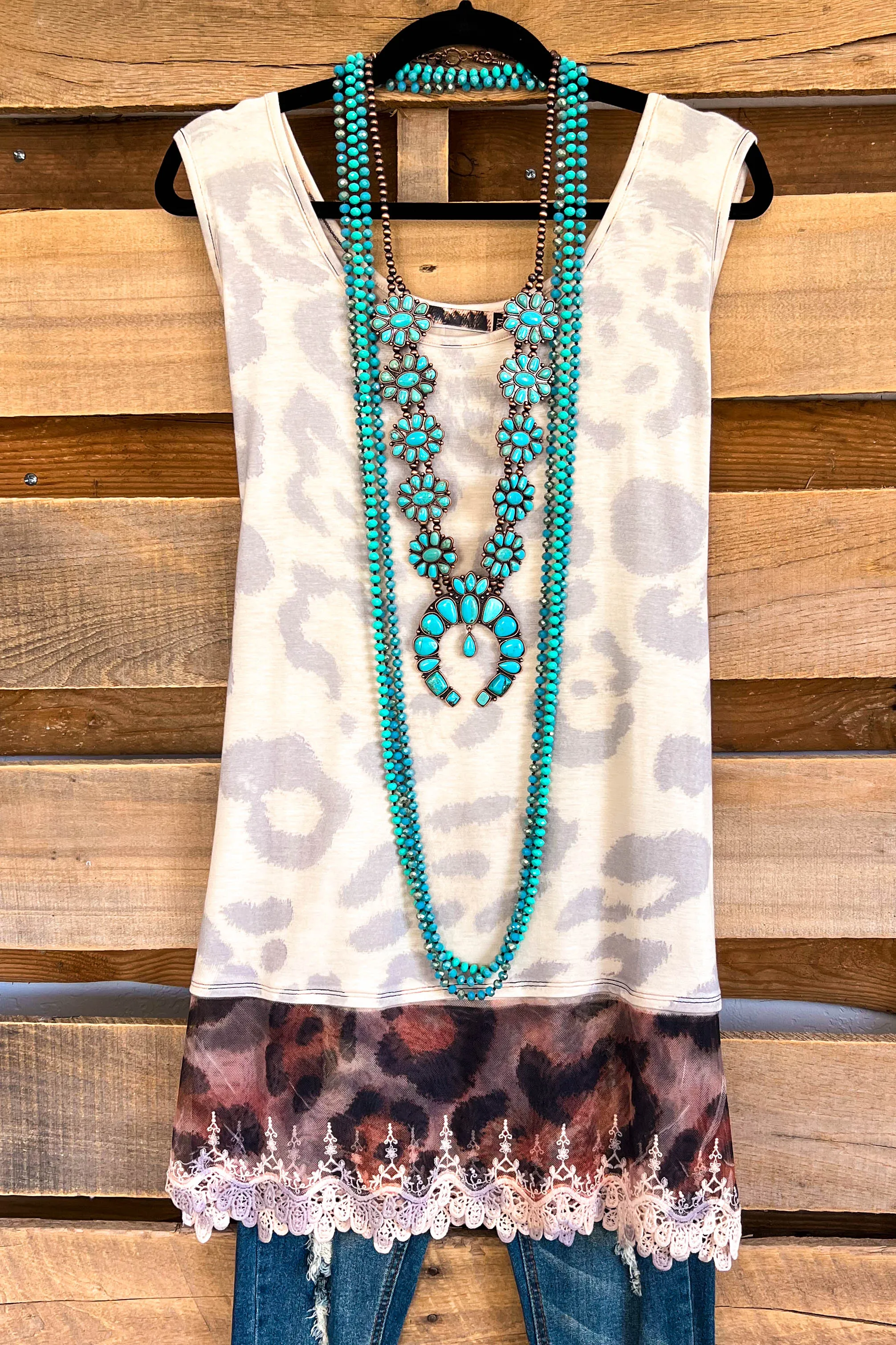 Printed Extender Tanks - Beige/Leopard