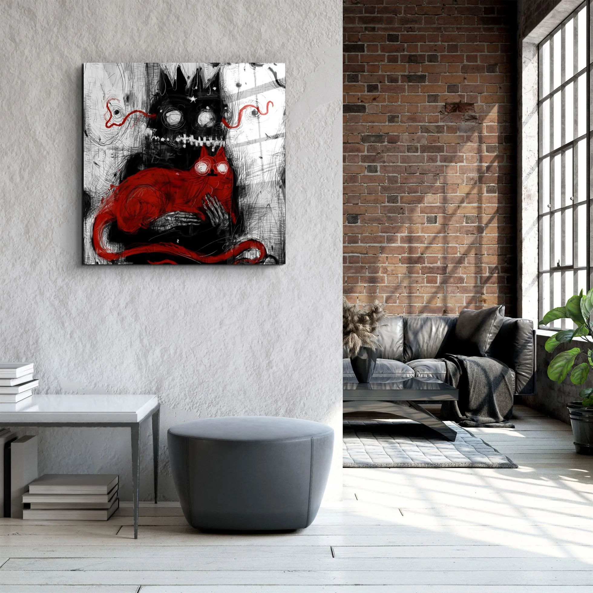 ・"Abstract Cat"・Glass Wall Art