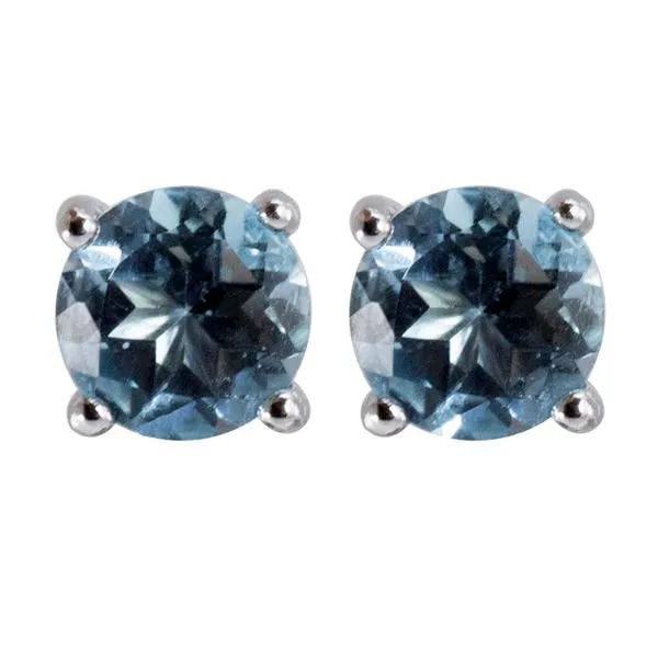 Round Blue Topaz Earrings 6mm