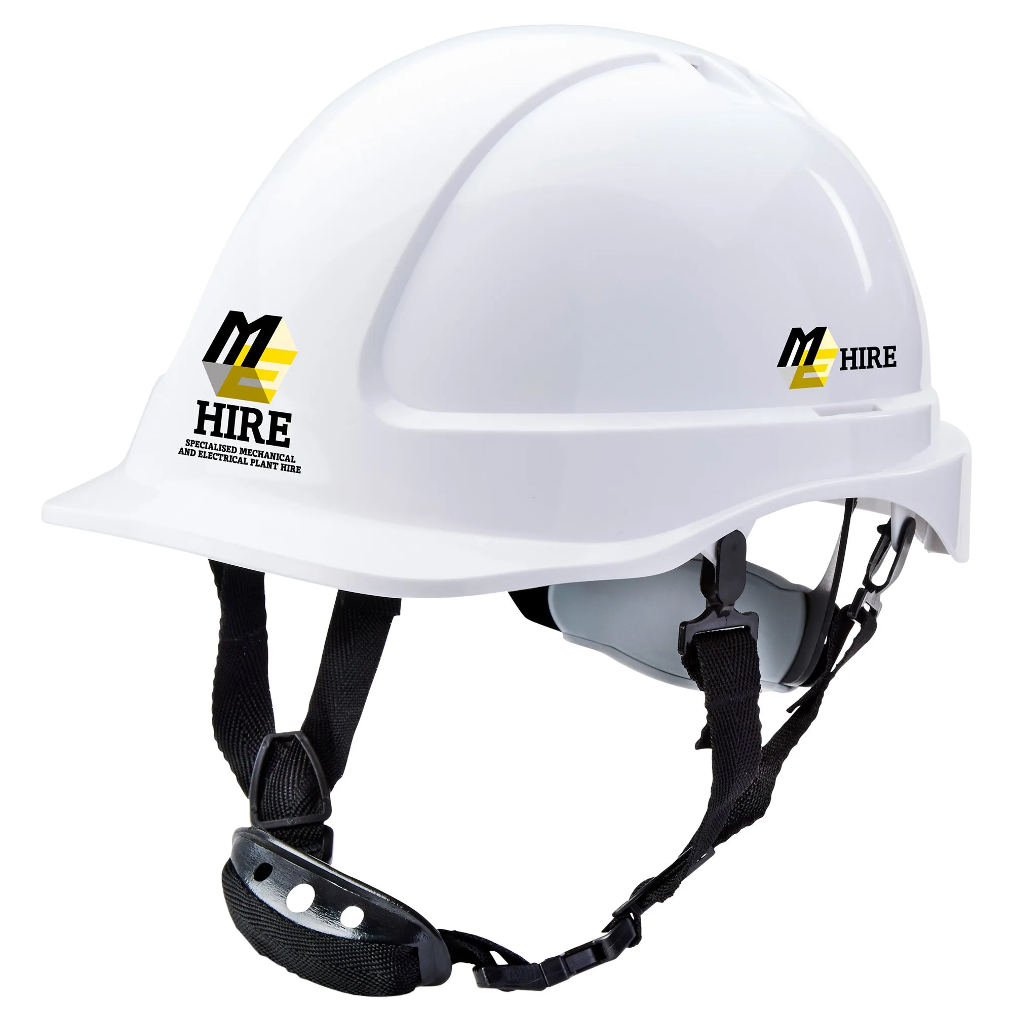 Safety Helmet - Vented White - 4-point Harness - c/w Adjustable Ratchet (PPEH005)