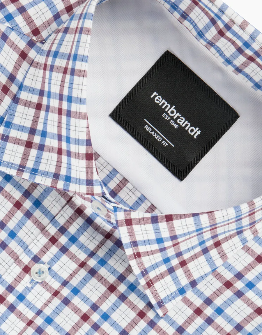 Sinatra Burgundy & Blue Check Shirt