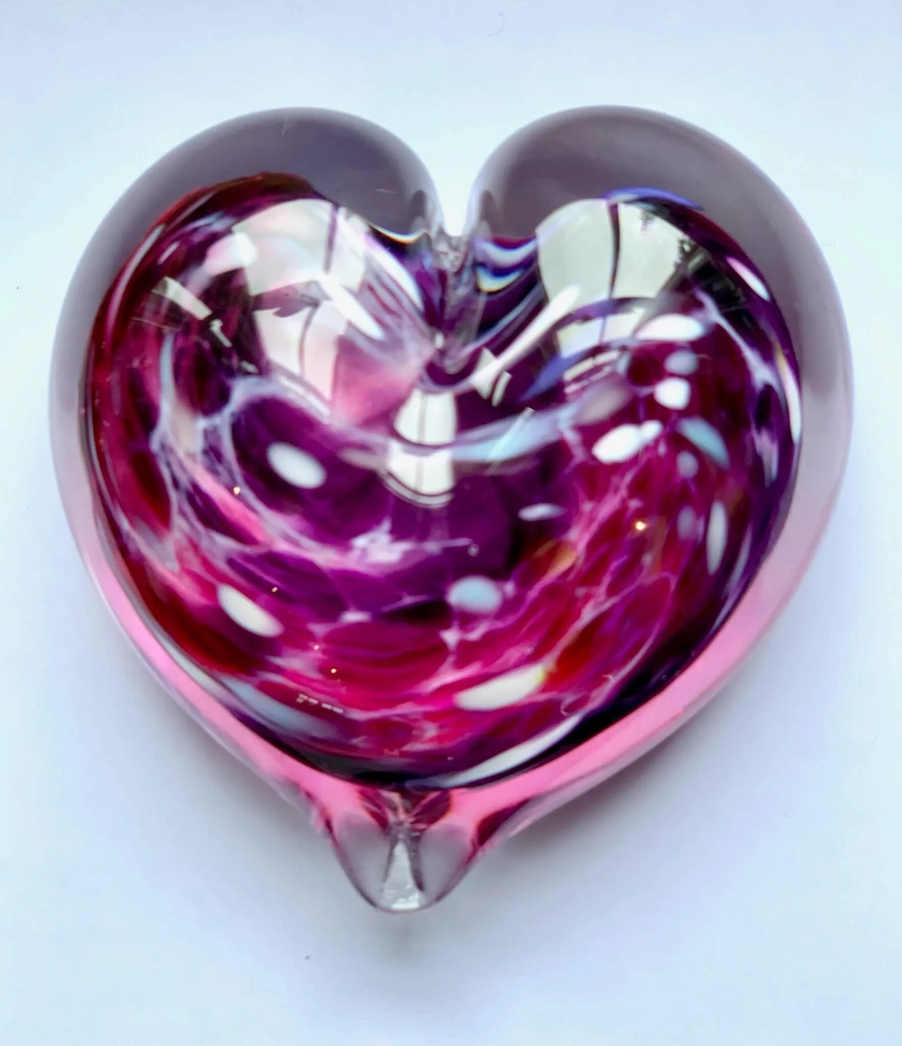 Small glass-blown heart - Purple swirl