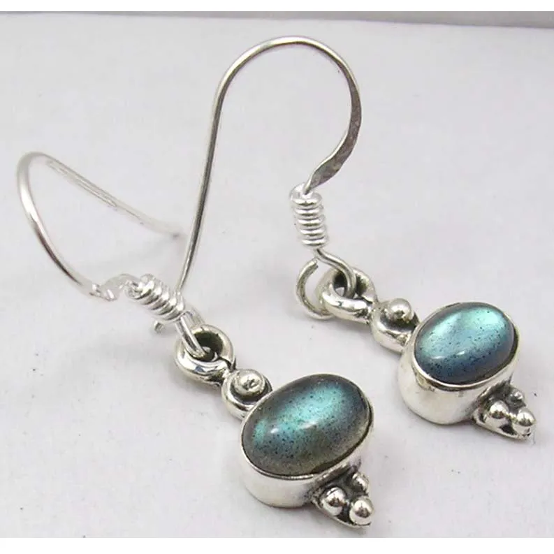 Solid Silver Labradorite Drop Earrings