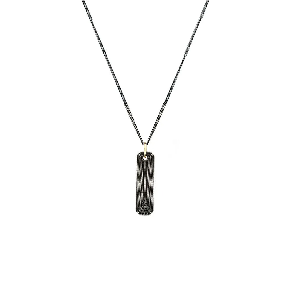 Sterling Silver Black Rhodium NEIL Bar Pendant with Black diamonds