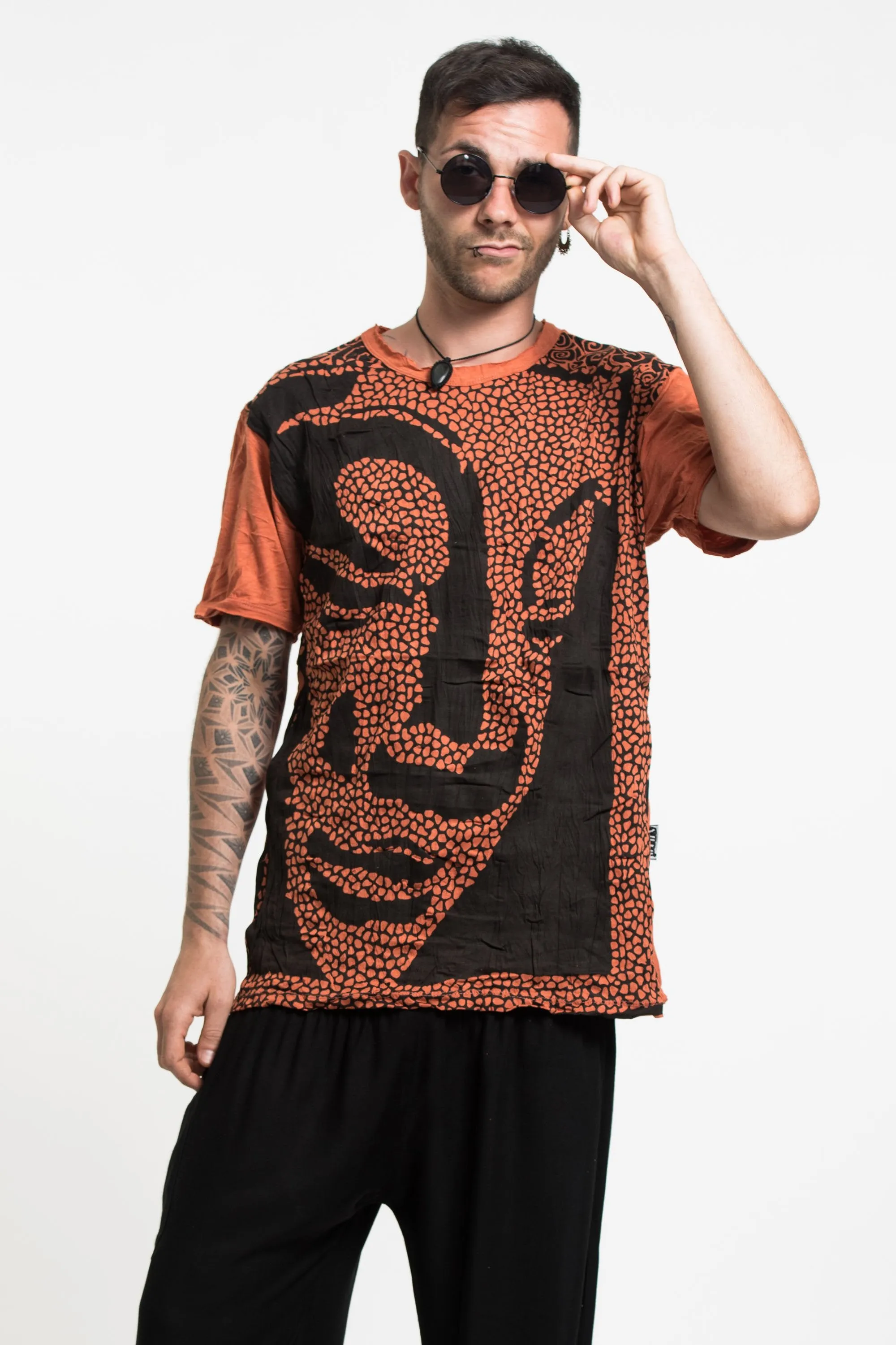 Sure Design Men's Big Buddha Face T-Shirt Orange