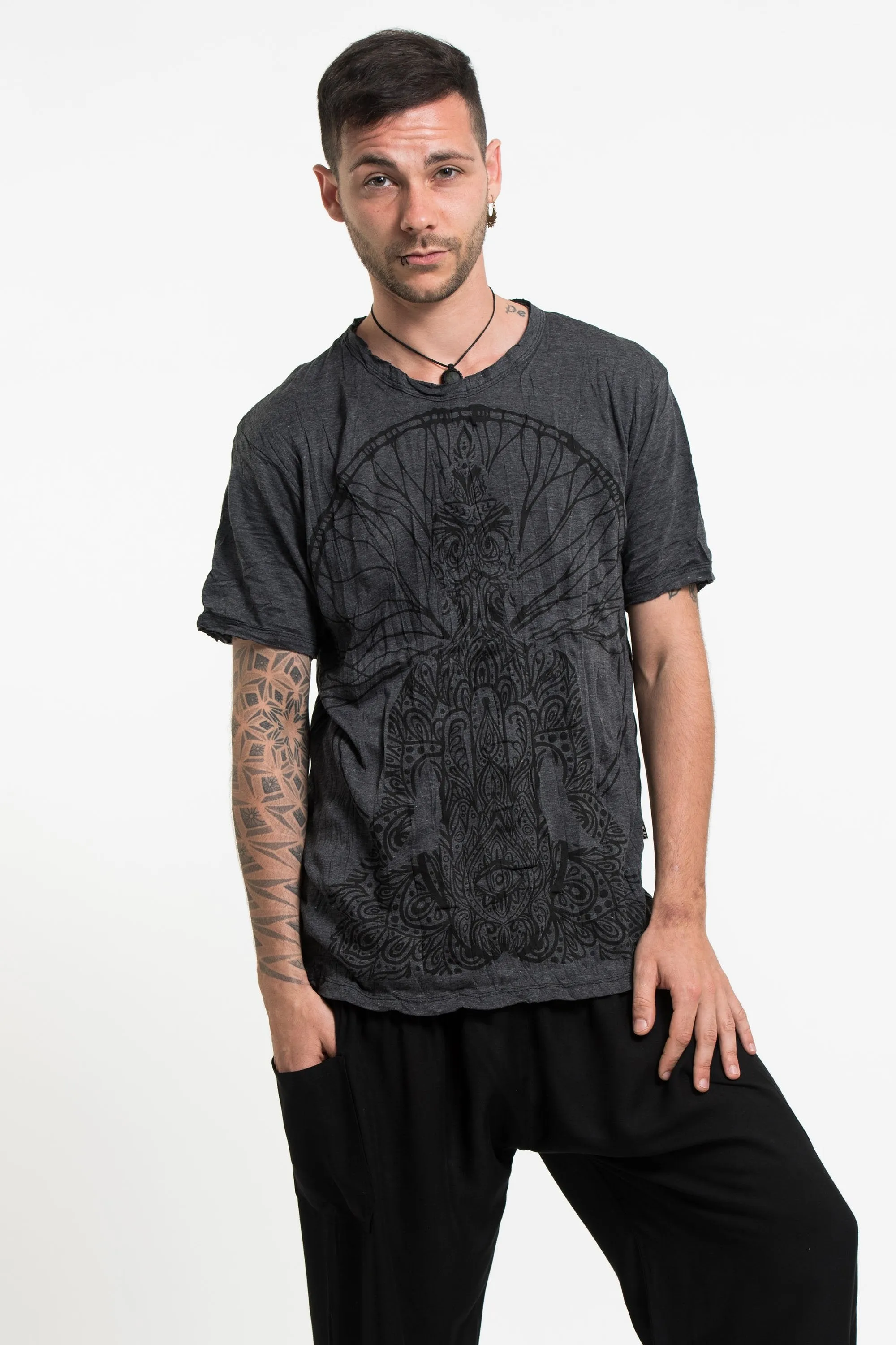 Sure Design Men's Hamsa Meditation T-Shirt Black