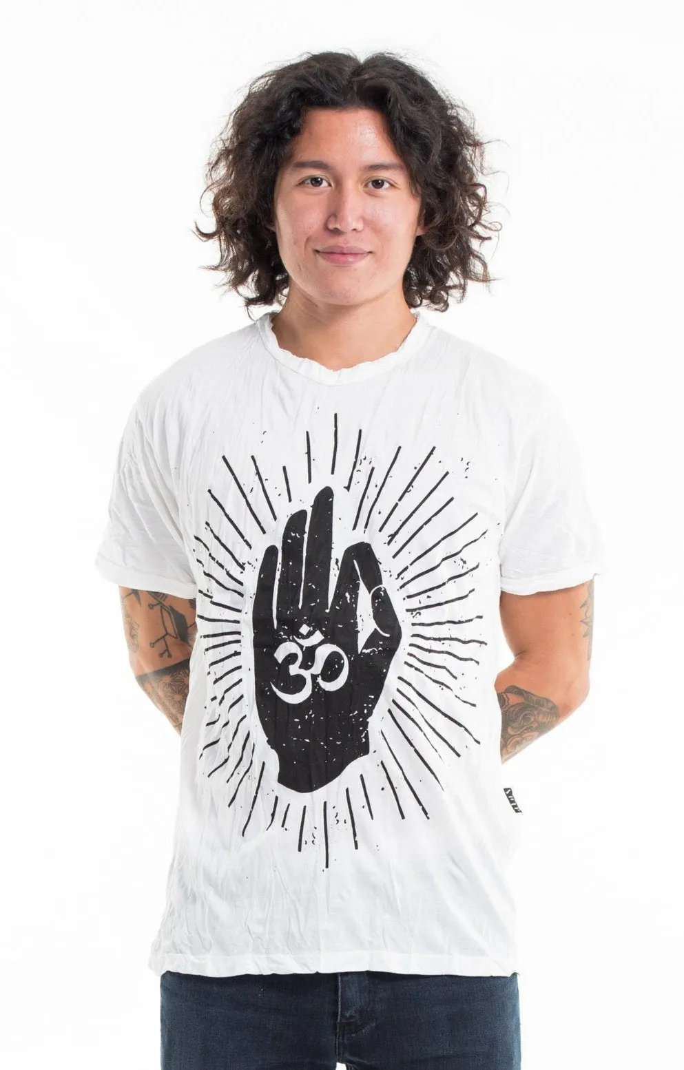 Sure Design Men's Hand of Om T-Shirt White