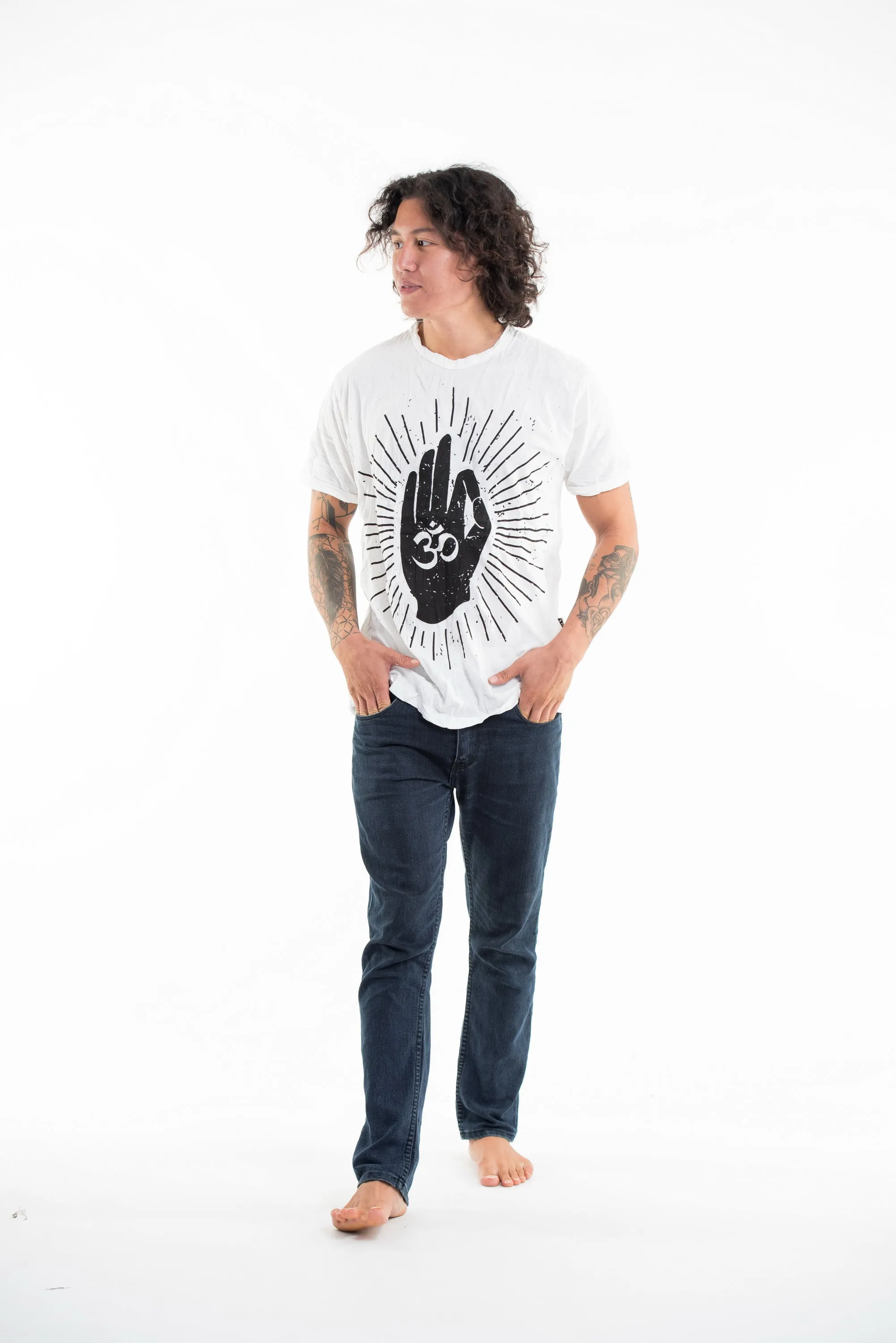 Sure Design Men's Hand of Om T-Shirt White