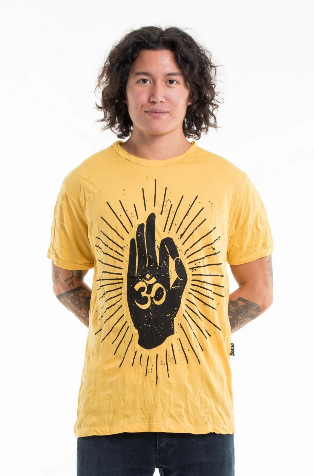 Sure Design Men's Hand of Om T-Shirt Yellow