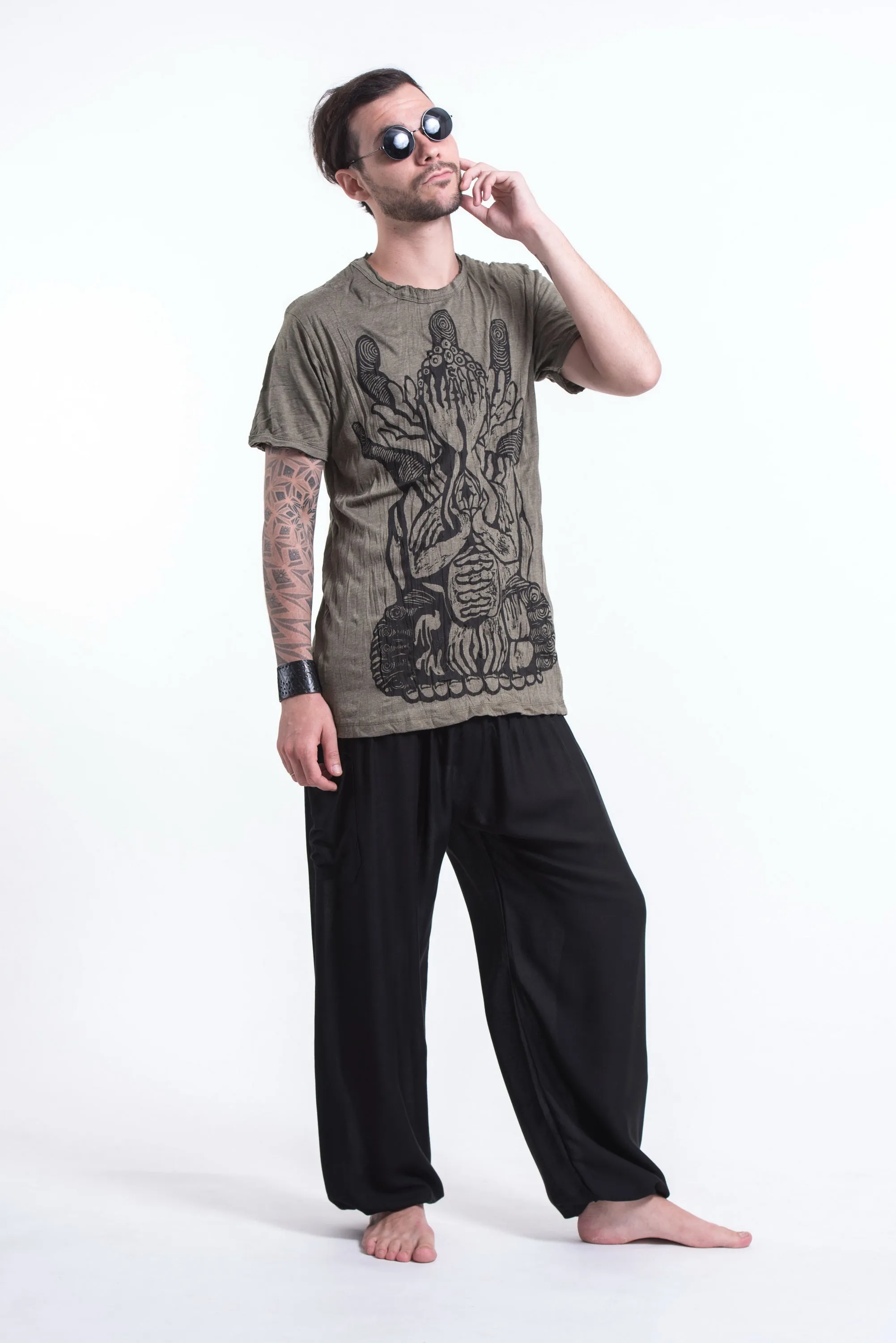 Sure Design Men's See No Evil Buddha T-Shirt Green