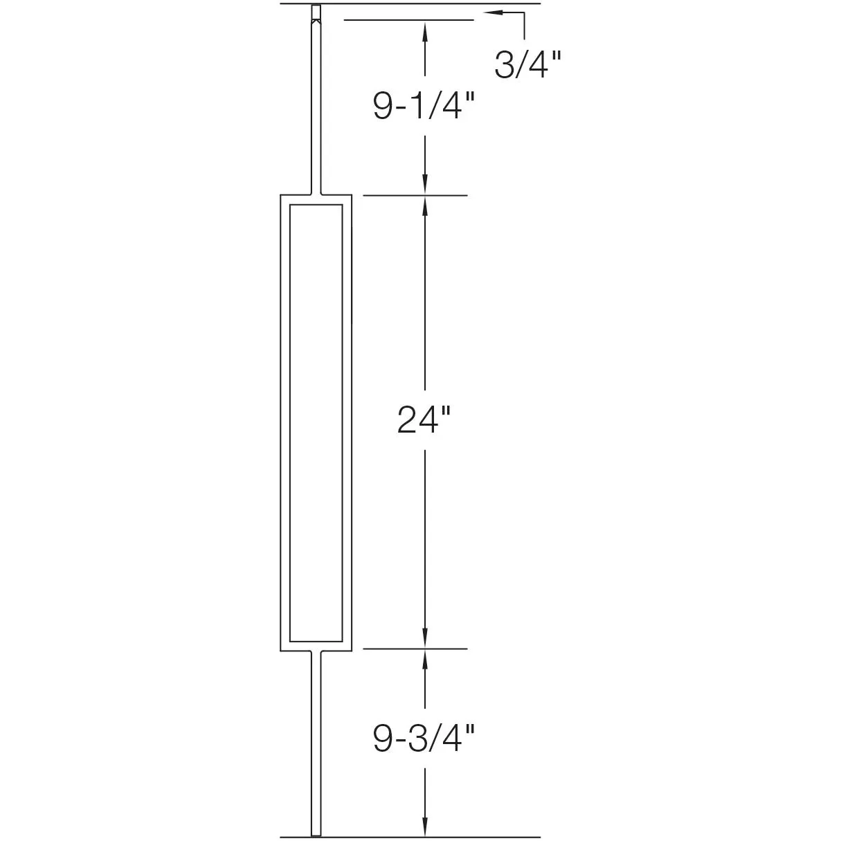 T81 | Iron Baluster | Large Rectangle | 1/2" x 44"