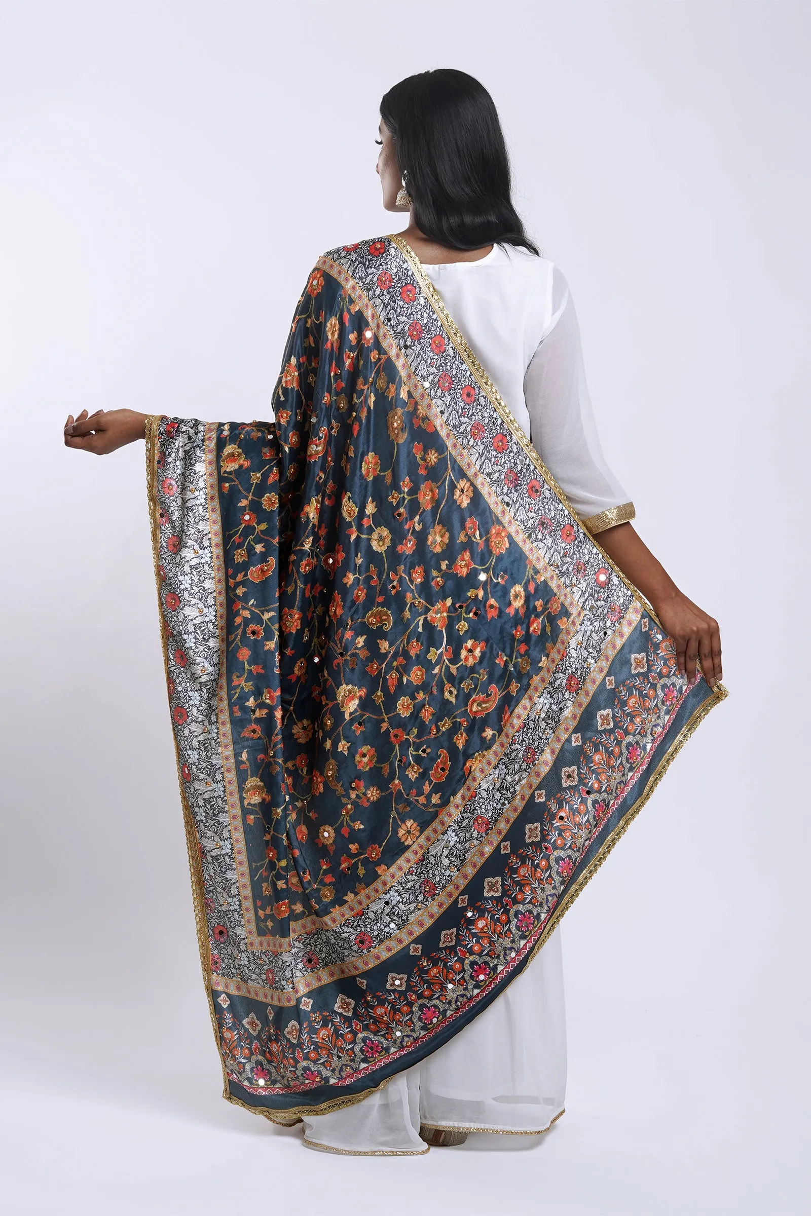 Embellished Amrapali Printed Silk Dupatta for Teej Festival