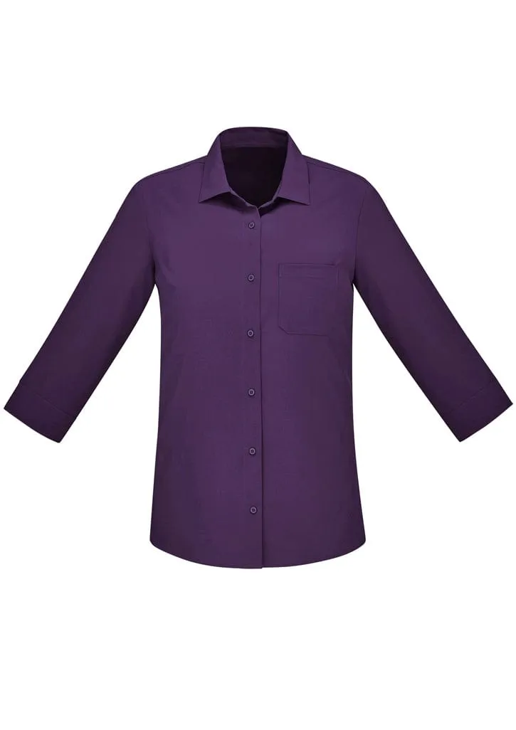 Tend Biz Care Womens Florence 3/4 Sleeve Shirt Purple TD-CS951LTPURP