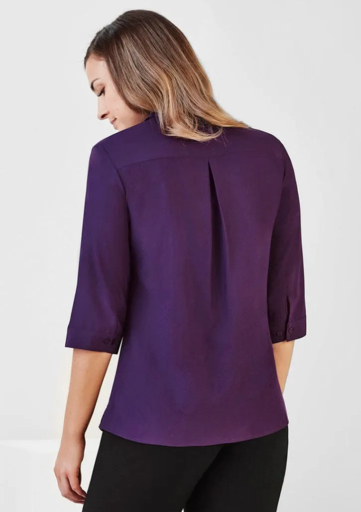 Tend Biz Care Womens Florence 3/4 Sleeve Shirt Purple TD-CS951LTPURP