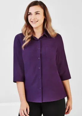 Tend Biz Care Womens Florence 3/4 Sleeve Shirt Purple TD-CS951LTPURP