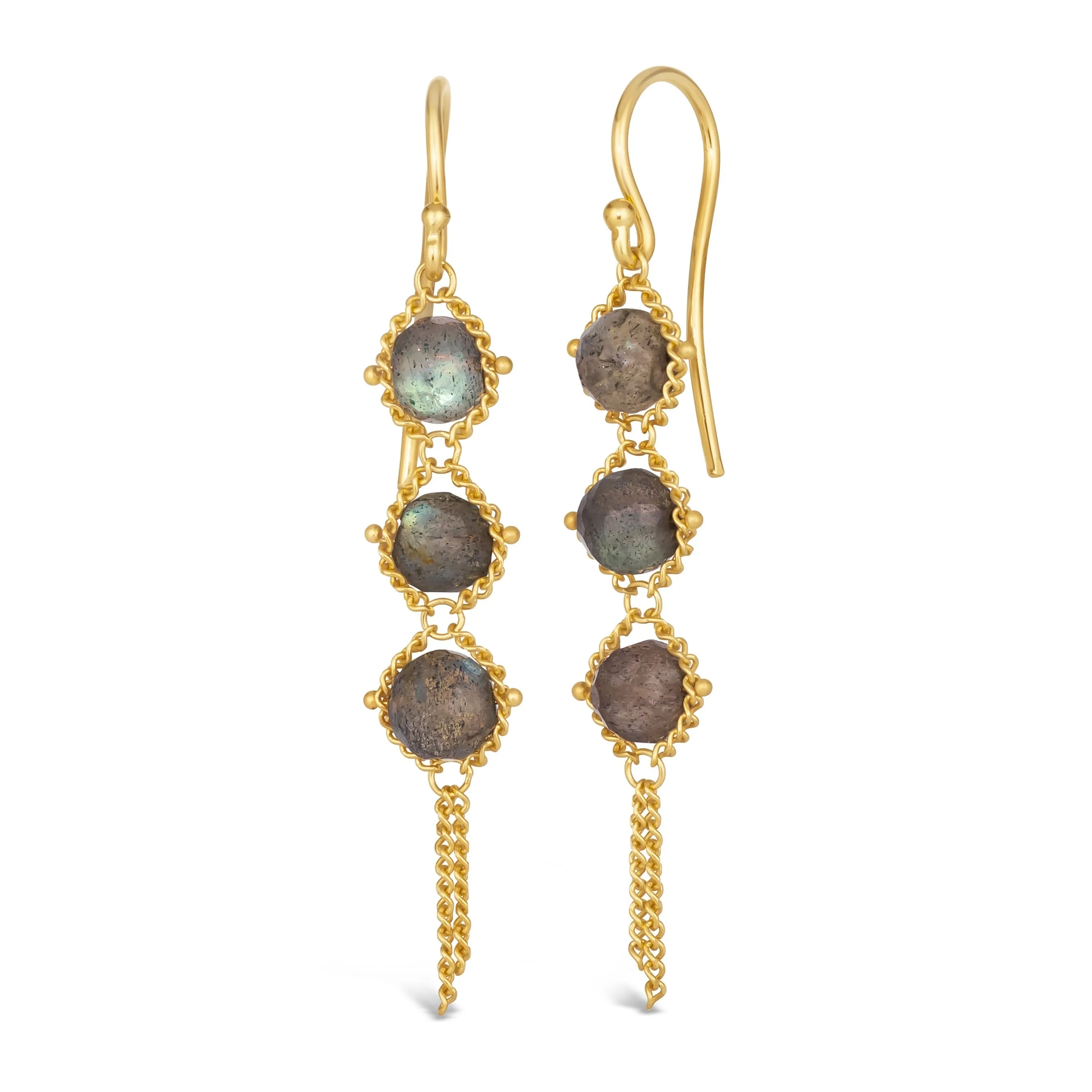 Textile Trio Earrings in Labradorite