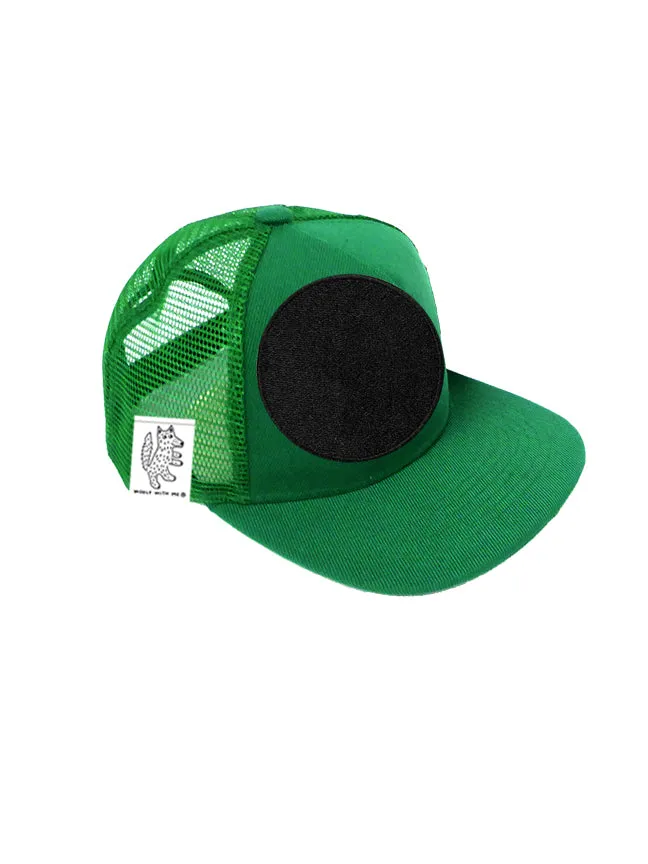 TODDLER Trucker Hat with Interchangeable Velcro Patch (Green)