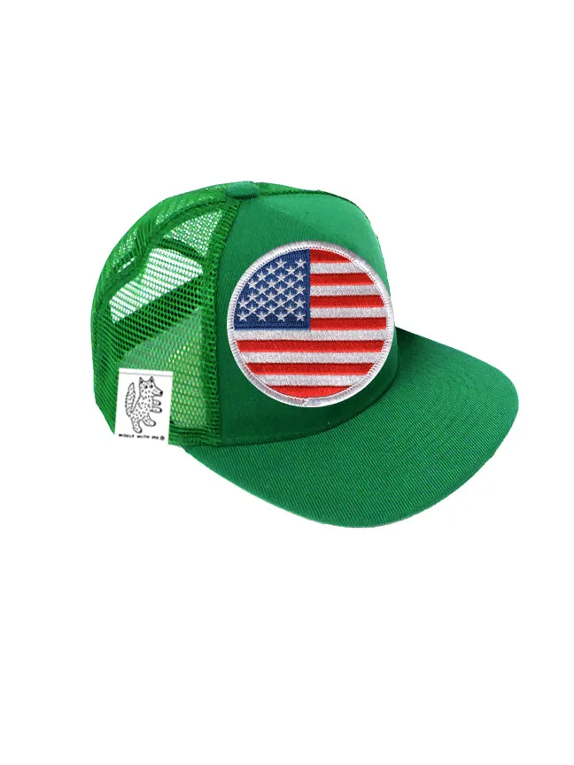 TODDLER Trucker Hat with Interchangeable Velcro Patch (Green)