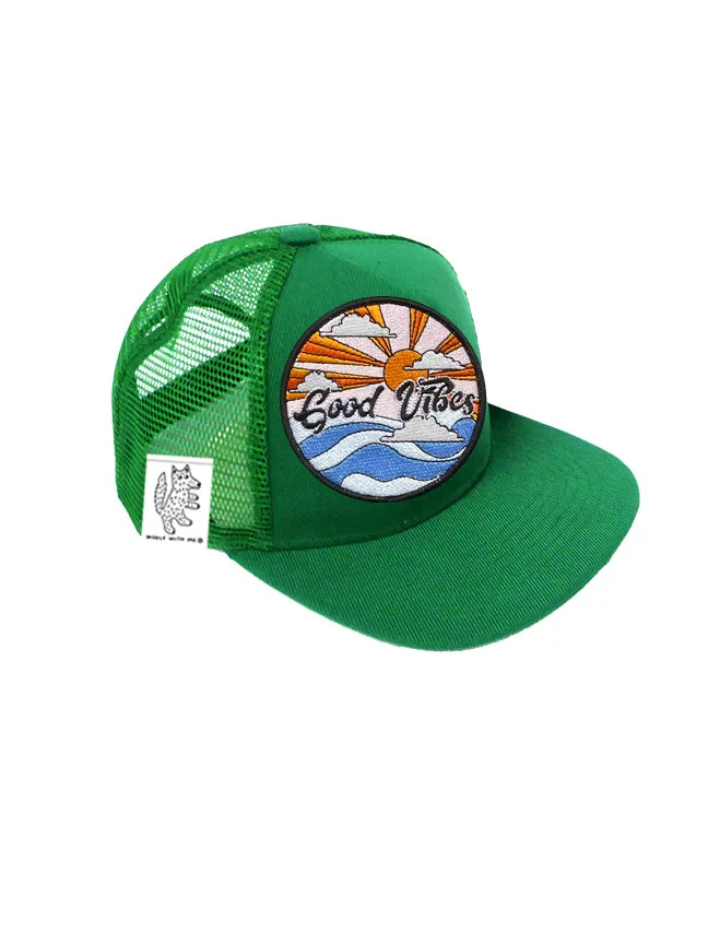 TODDLER Trucker Hat with Interchangeable Velcro Patch (Green)