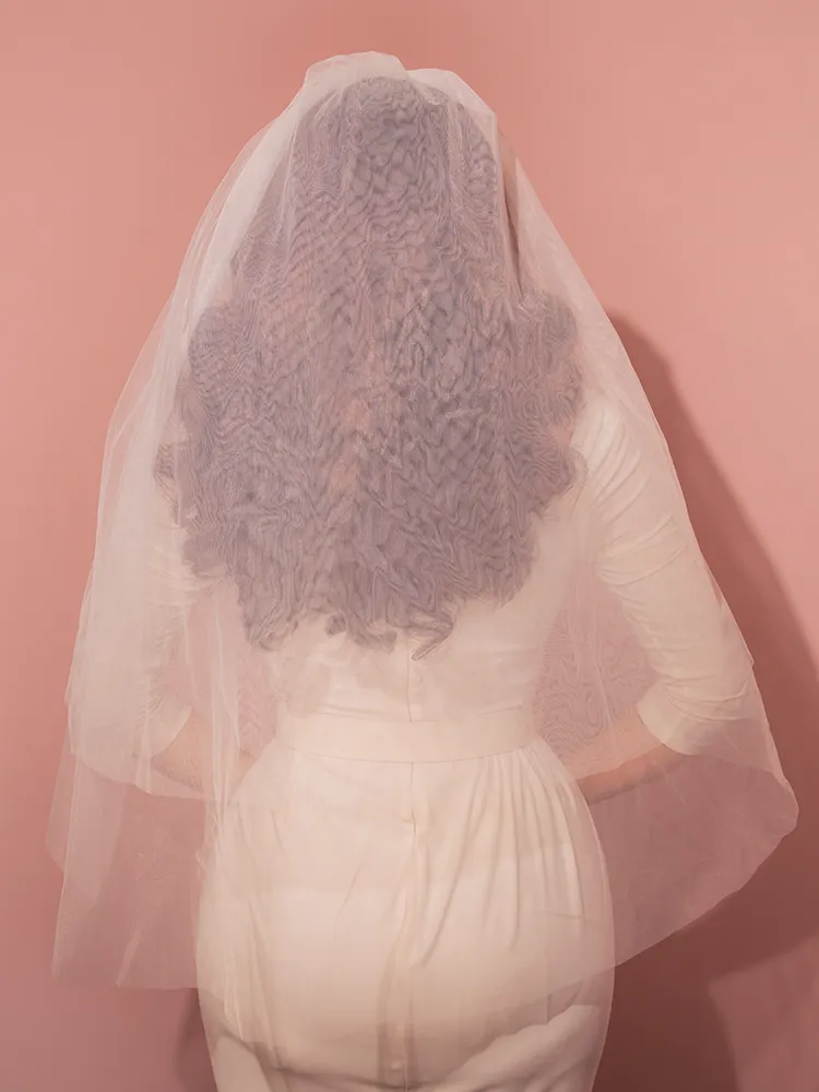 Tulle Veil in White Mesh