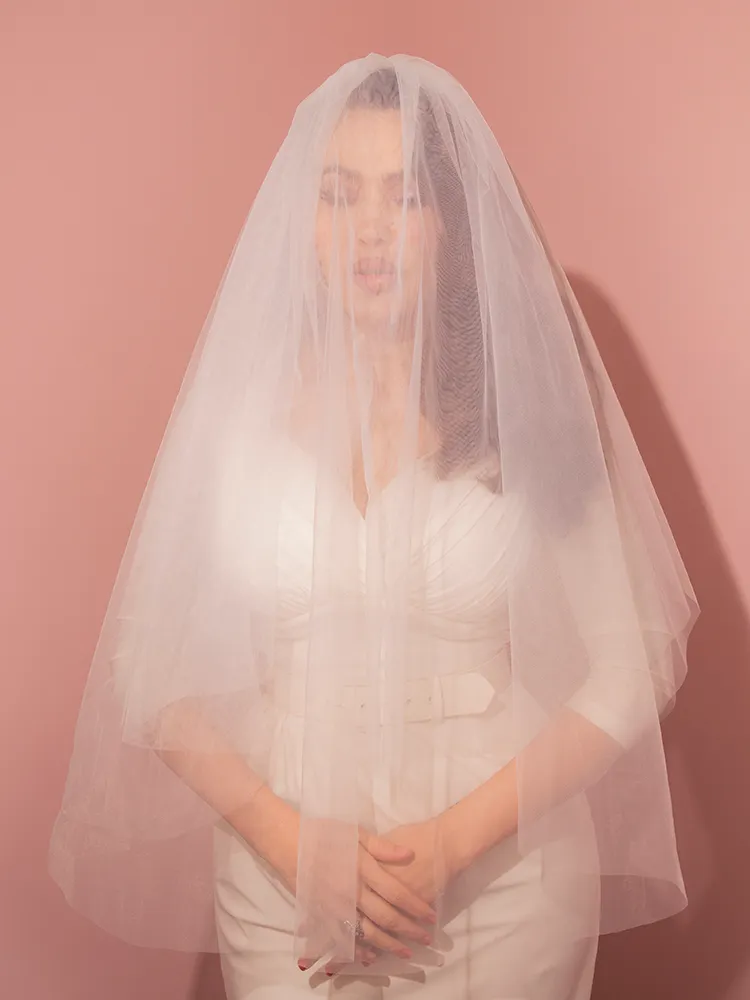 Tulle Veil in White Mesh