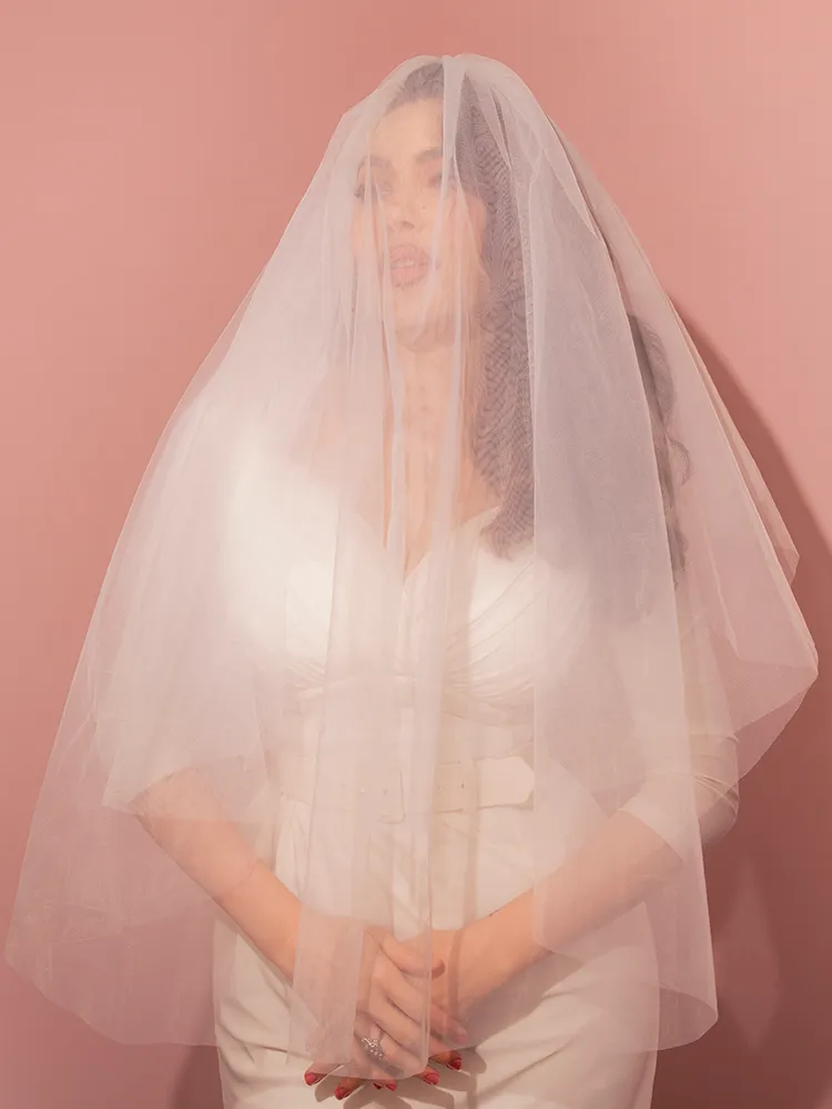 Tulle Veil in White Mesh