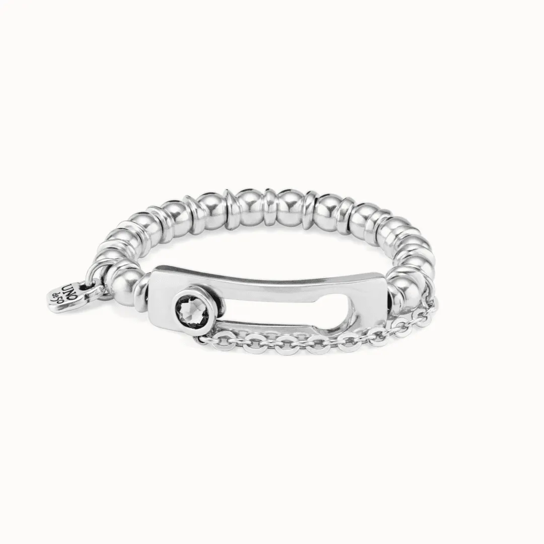 UNOde50 Silver "EMPOWER" Link Crystal Bracelet