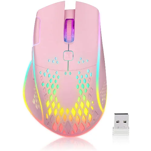 VEGCOO Wireless Mouse Rechargeable Gaming Mouse - Pink