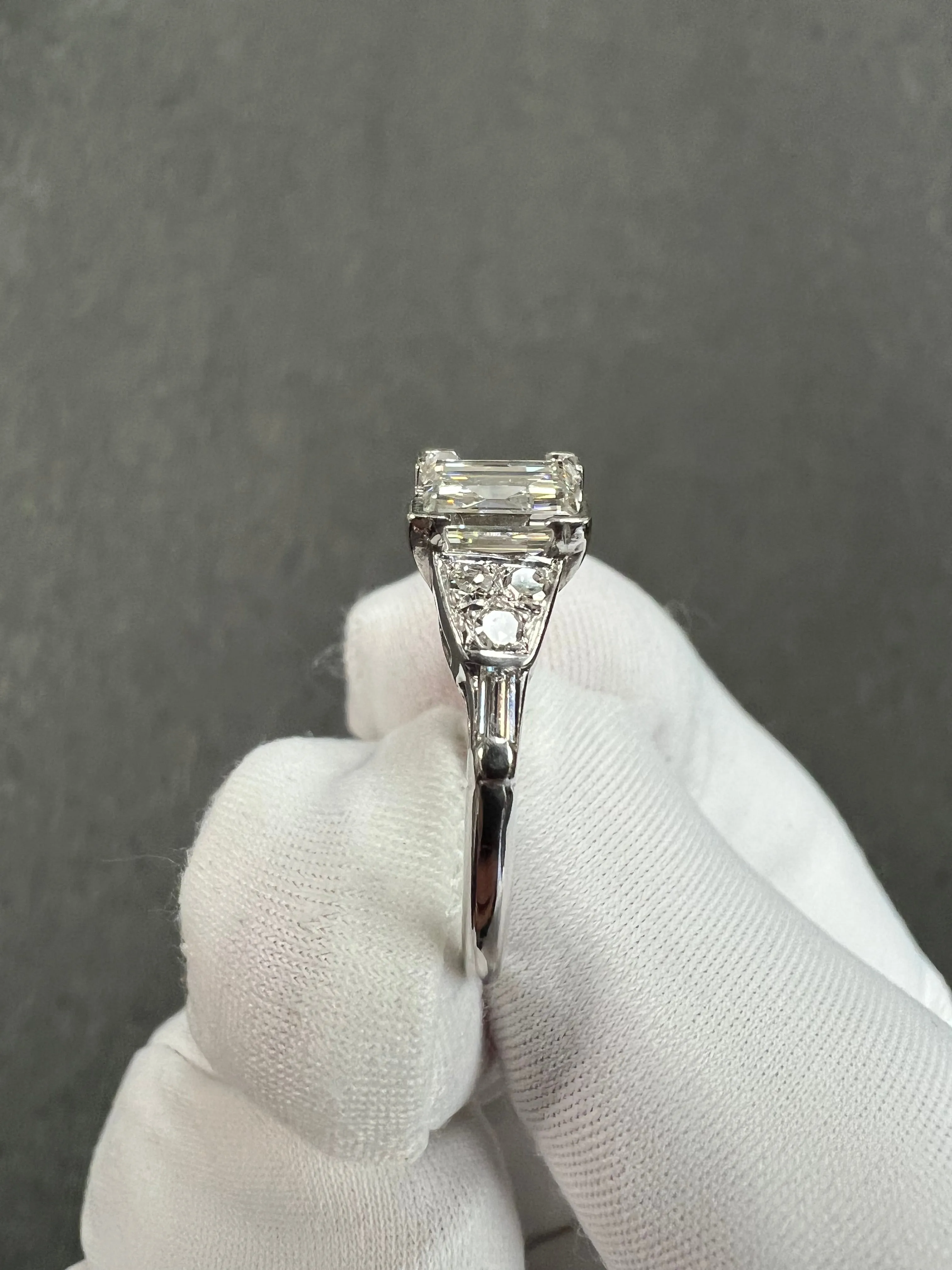 Vintage Square Cut 1.02 Carat Diamond White Gold Engagement Ring