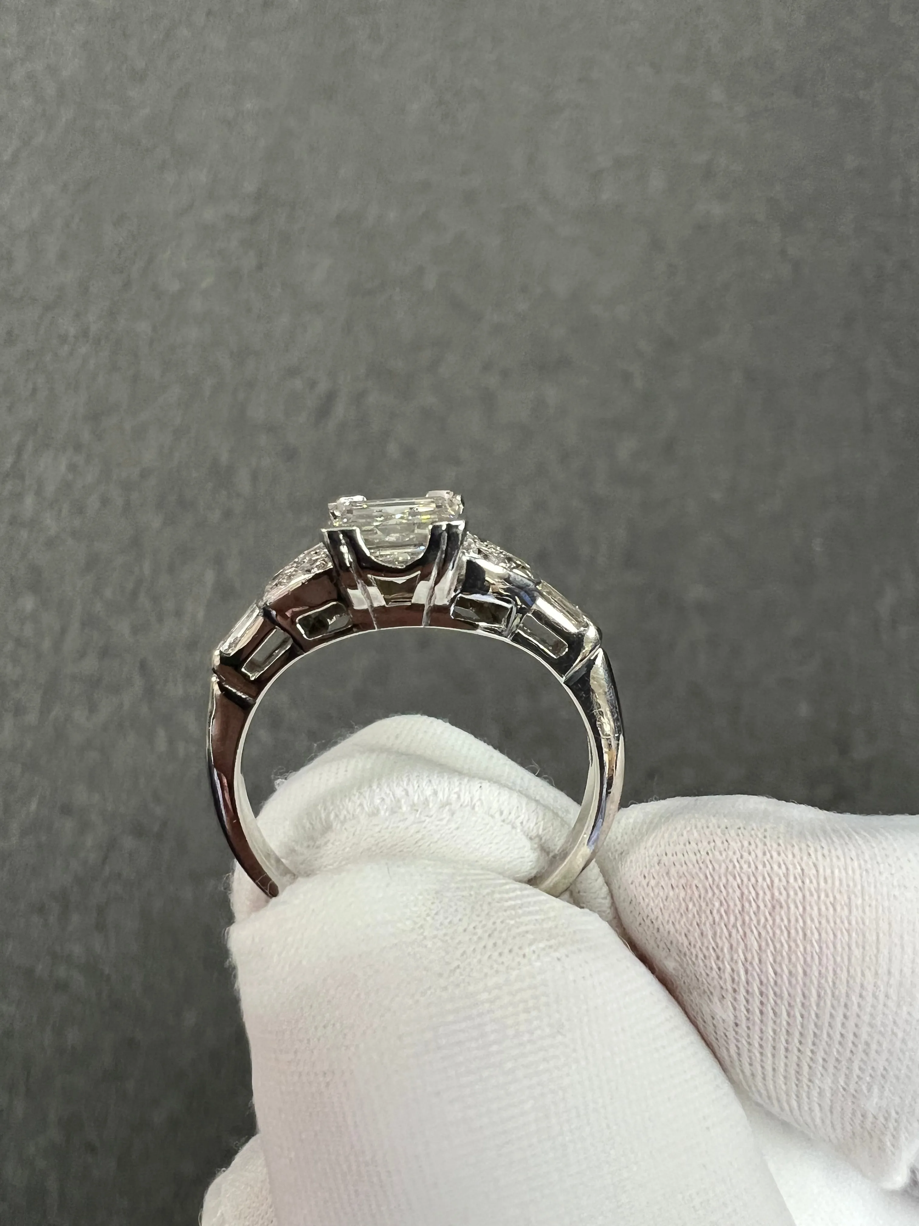 Vintage Square Cut 1.02 Carat Diamond White Gold Engagement Ring