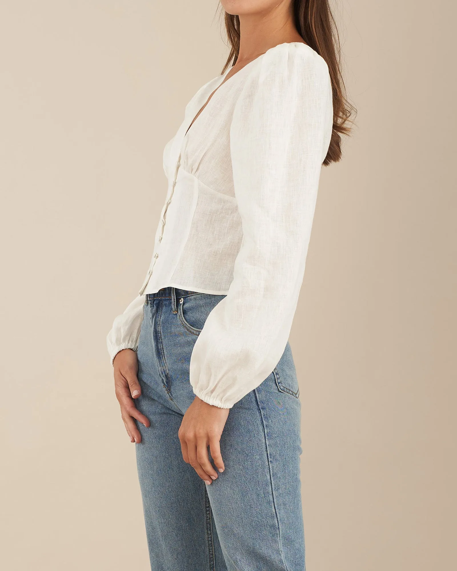 Vivienne Linen Top - White