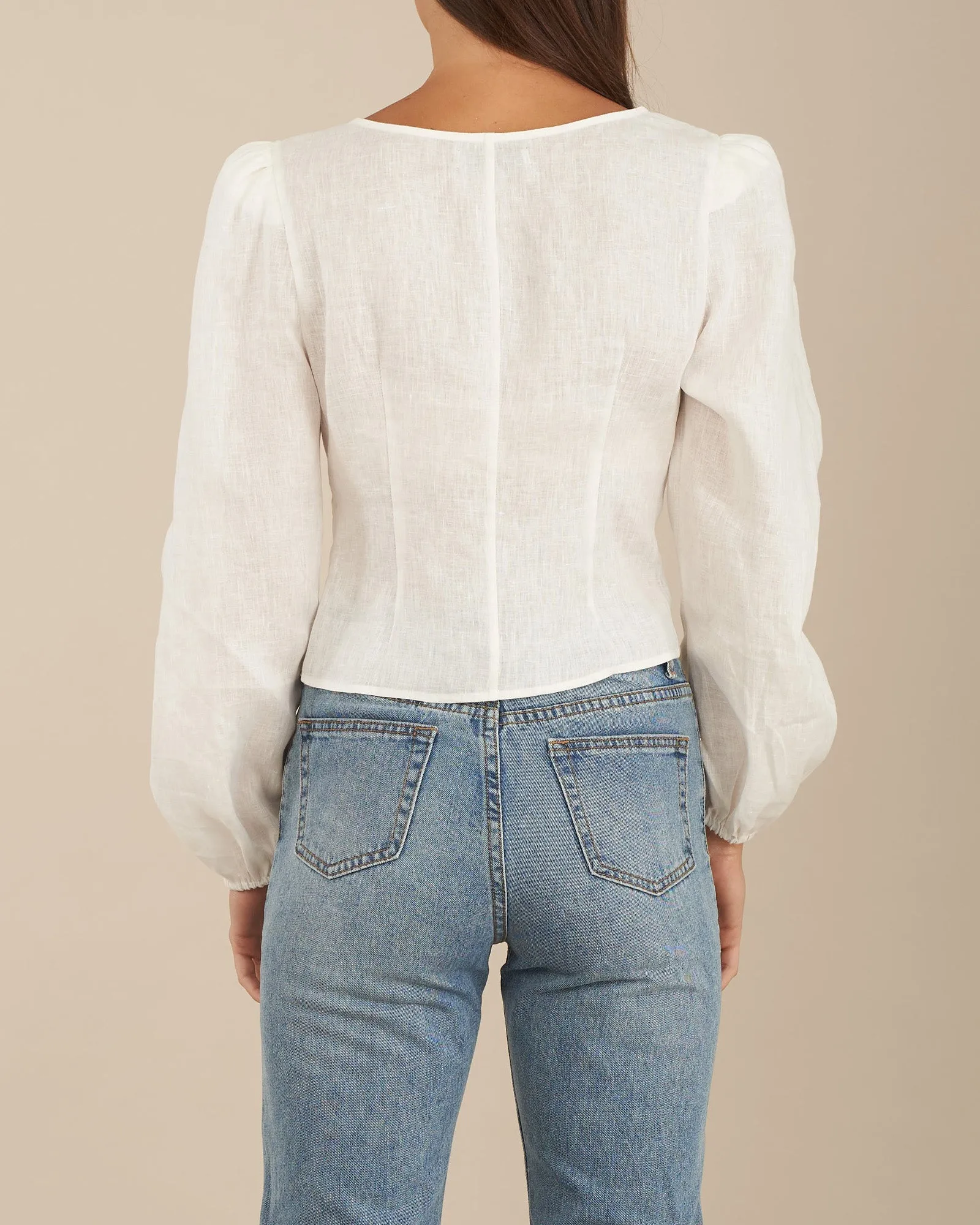 Vivienne Linen Top - White