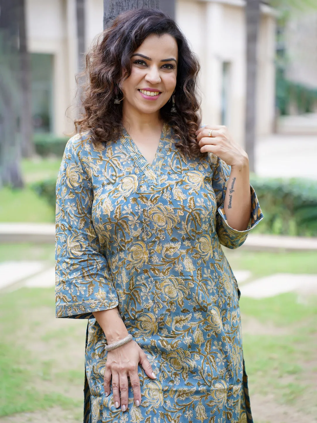 Women's Straight Indigo Cotton Kurta