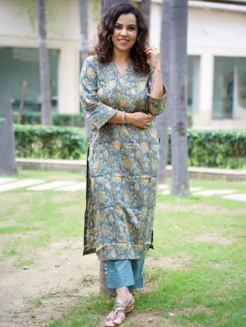 Women's Straight Indigo Cotton Kurta