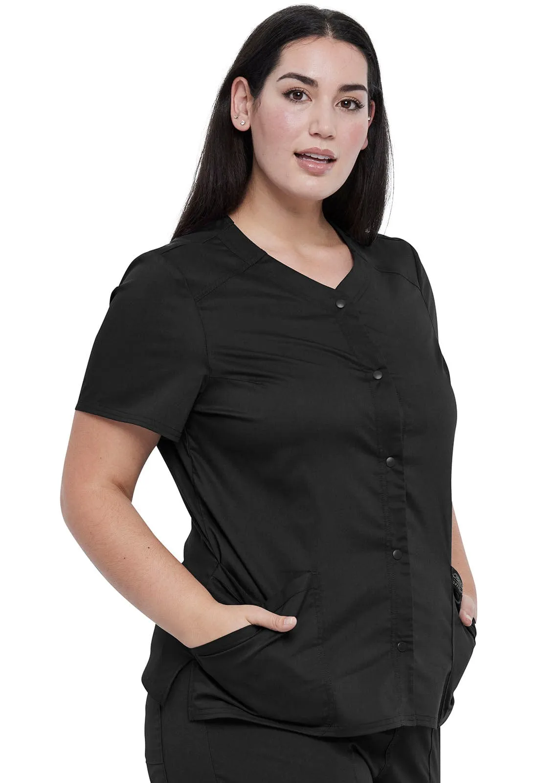 WW Revolution Snap Front V-Neck Scrub Top WW622