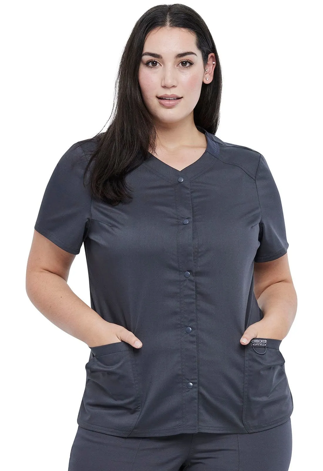 WW Revolution Snap Front V-Neck Scrub Top WW622