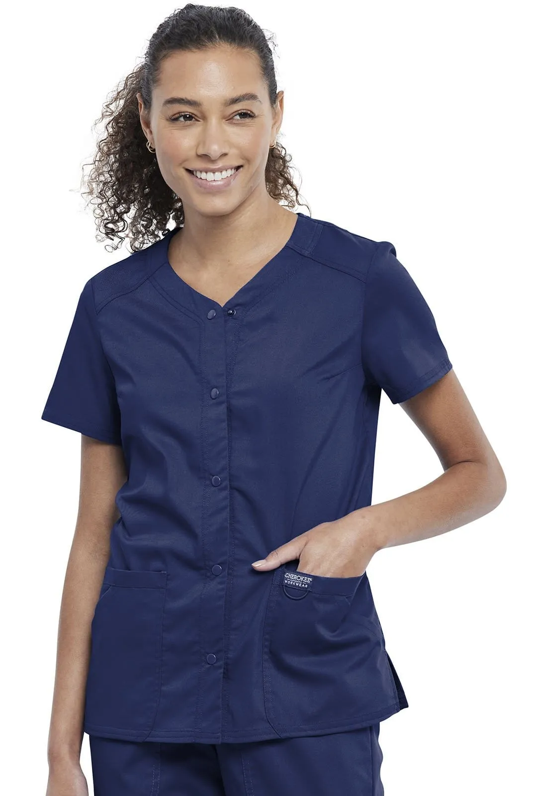 WW Revolution Snap Front V-Neck Scrub Top WW622